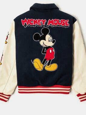 Disney Mickey Mouse Varsity Jacket - Navy, Cream & Red